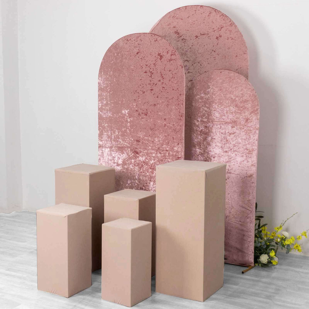 Set of 5 Nude Spandex Rectangle Pedestal Stand Covers, Stretchable Pillar Prop Covers - 160 GSM - Bell Racket Store