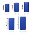 Set of 5 Royal Blue Spandex Cylinder Pedestal Stand Covers, Stretchable Pillar Prop Covers - 160 GSM - Bell Racket Store