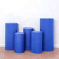 Set of 5 Royal Blue Spandex Cylinder Pedestal Stand Covers, Stretchable Pillar Prop Covers - 160 GSM - Bell Racket Store