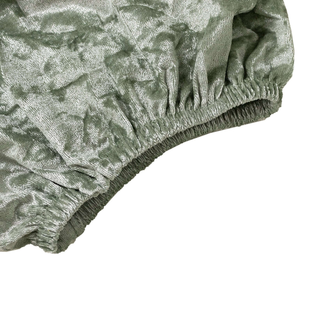 Set of 5 Sage Green Crushed Velvet Cylinder Pedestal Stand Covers, Premium Pillar Prop Covers - Bell Racket Store