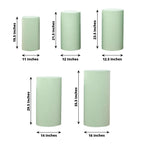 Set of 5 Sage Green Spandex Cylinder Pedestal Stand Covers, Stretchable Pillar Prop Covers - 160 GSM - Bell Racket Store