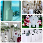 Set of 5 White Metal Rectangular Prop Pedestal Stands Backdrop Decor, Plinth Pillar Display Boxes - Bell Racket Store