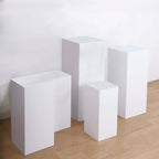 Set of 5 White Metal Rectangular Prop Pedestal Stands Backdrop Decor, Plinth Pillar Display Boxes - Bell Racket Store