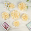 Set of 6 Ivory Cream Carnation 3D Paper Flowers Wall Decor - 7",9",11"