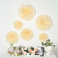 Set of 6 Ivory Cream Giant Carnation 3D Paper Flowers Wall Decor - 12",16",20"