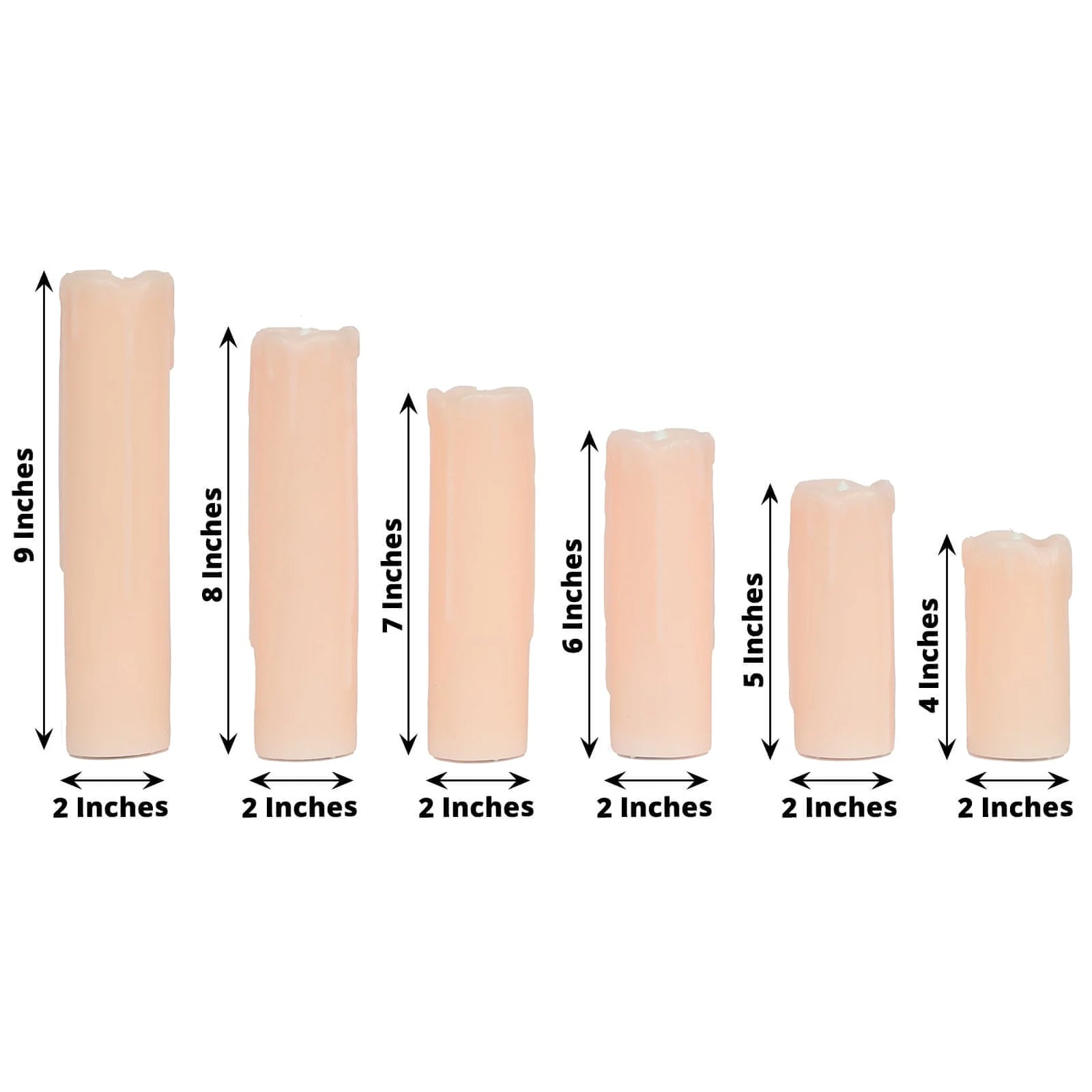 Set of 6 LED Flameless Luminaria Candles Drip Wax Blush - Battery Operated Pillar Lighting - Bell Racket Store