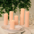 Set of 6 LED Flameless Luminaria Candles Drip Wax Blush - Battery Operated Pillar Lighting - Bell Racket Store