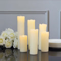 Set of 6 LED Flameless Luminaria Candles Drip Wax Ivory - Battery Operated Pillar Lighting