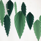 Set of 6 Mixed Green Leaves Hanging Paper Fans Backdrop Decor, Pre - Strung Foldable Tropical Palm Leaves Jungle Theme Party Supplies - 11",15" - Bell Racket Store