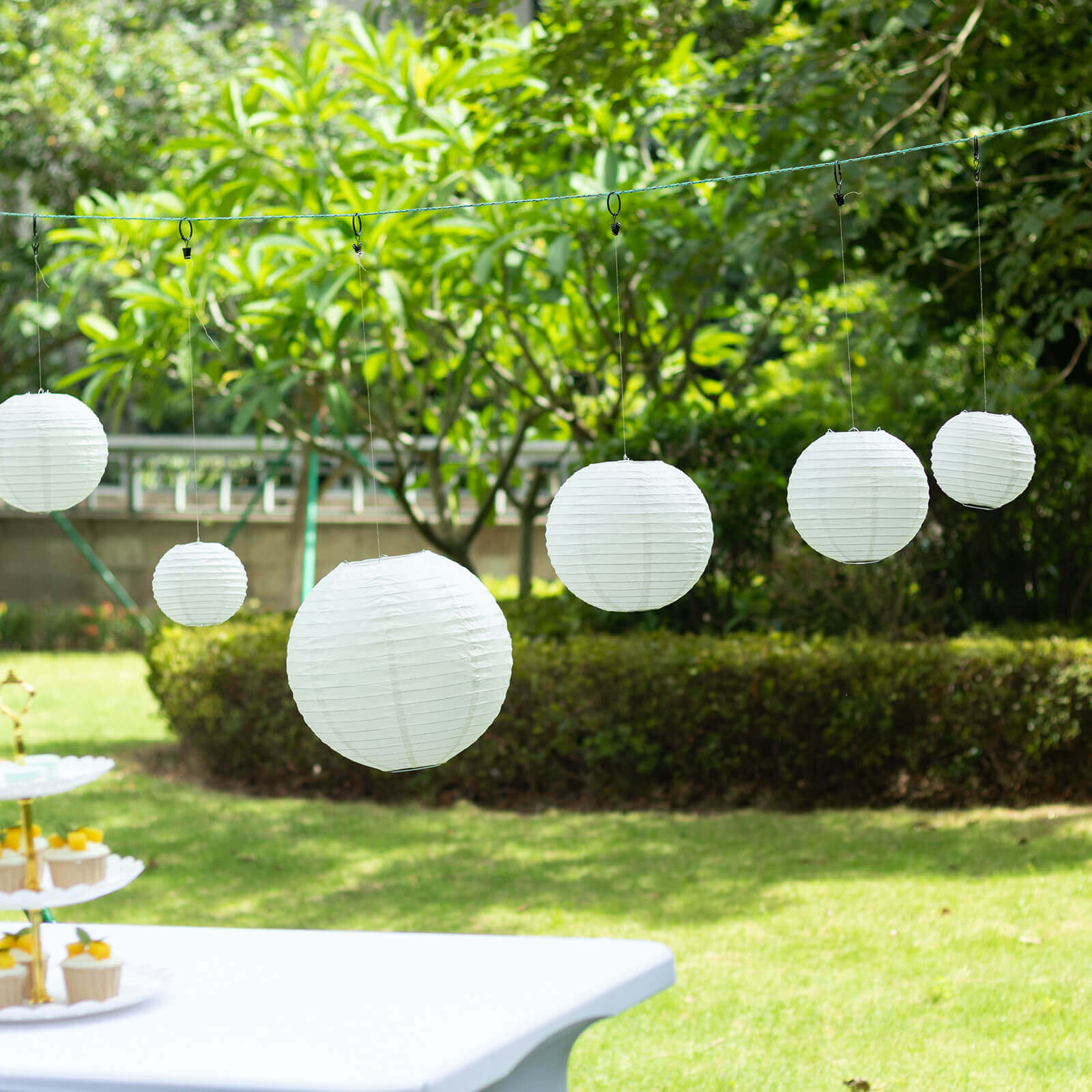 Set of 8 Ivory Hanging Paper Lanterns, Decorative Round Chinese Sky Lanterns, Assorted Sizes - 6",8",10",14" - Bell Racket Store