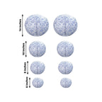 Set of 8 White Blue Hanging Chinese Lanterns in French Toile Floral Pattern, Festival Paper Lanterns - 6",8",10",14" - Bell Racket Store