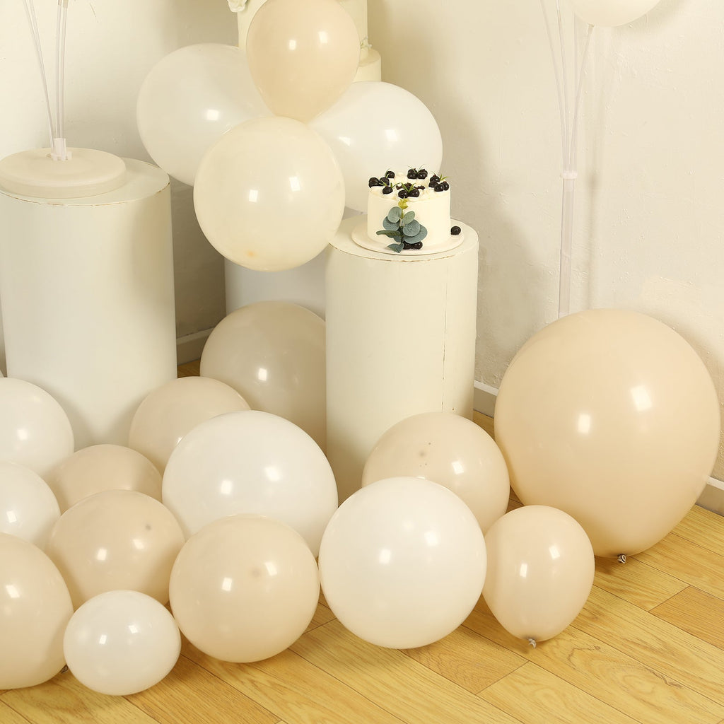 Set of 95 White Beige Biodegradable Balloon Arch Kit, Extra Strong Eco - friendly Latex Party Balloon Garland - Bell Racket Store