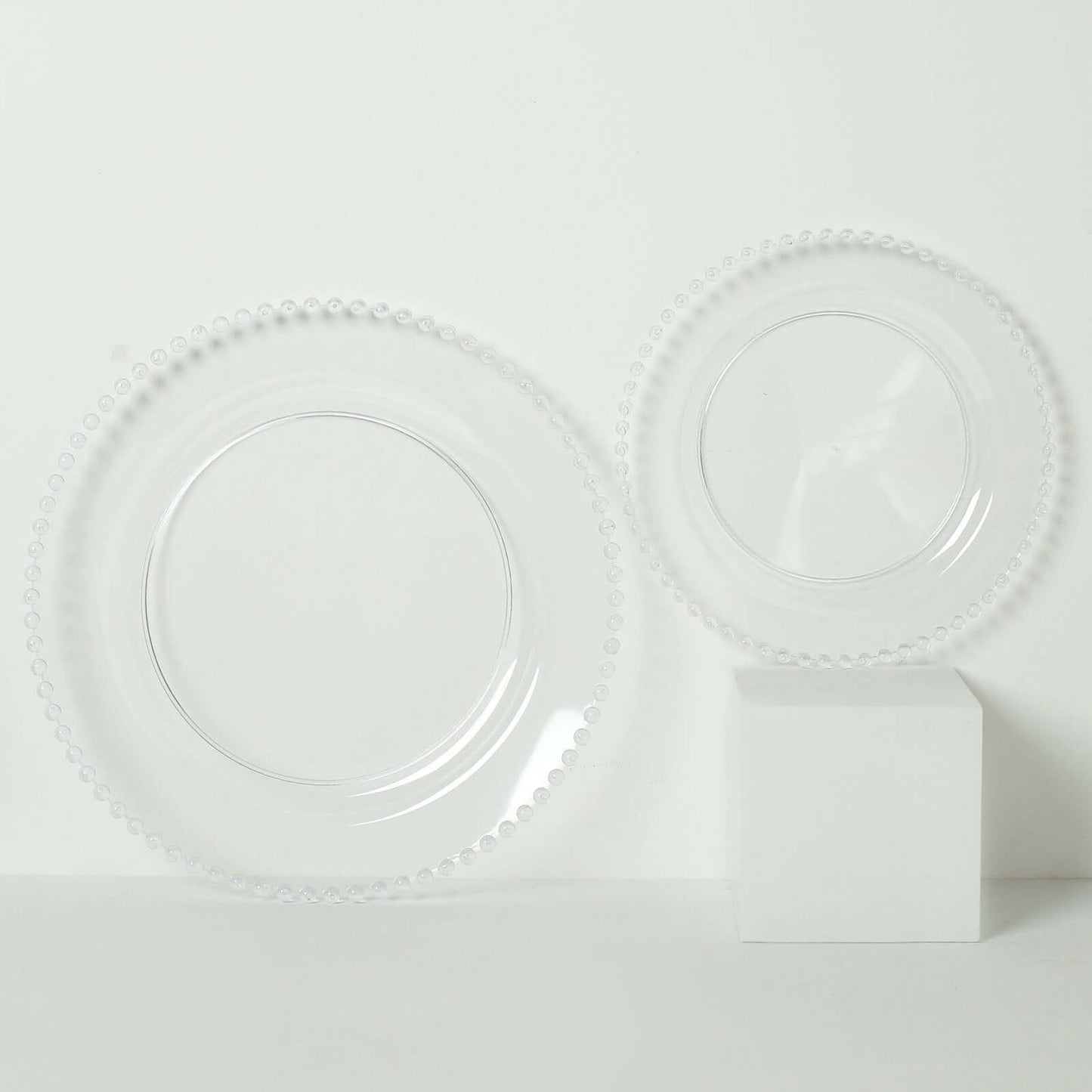 10-Pack Clear Plastic Dessert Plates â€“ 8" Round with Beaded Rim, Disposable for Parties & Events
