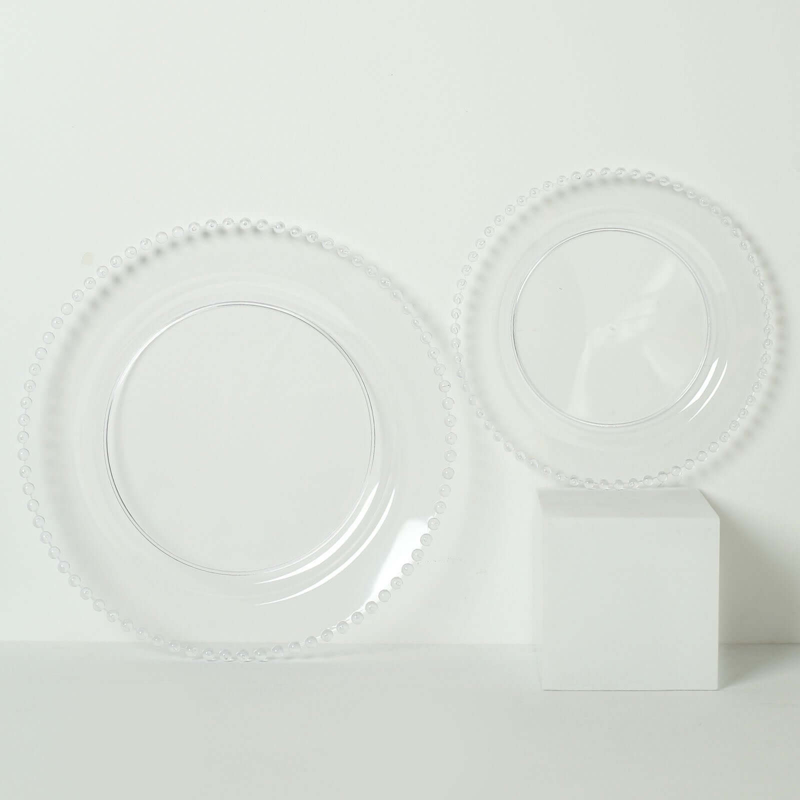 10-Pack Clear Plastic Dessert Plates â€“ 8" Round with Beaded Rim, Disposable for Parties & Events