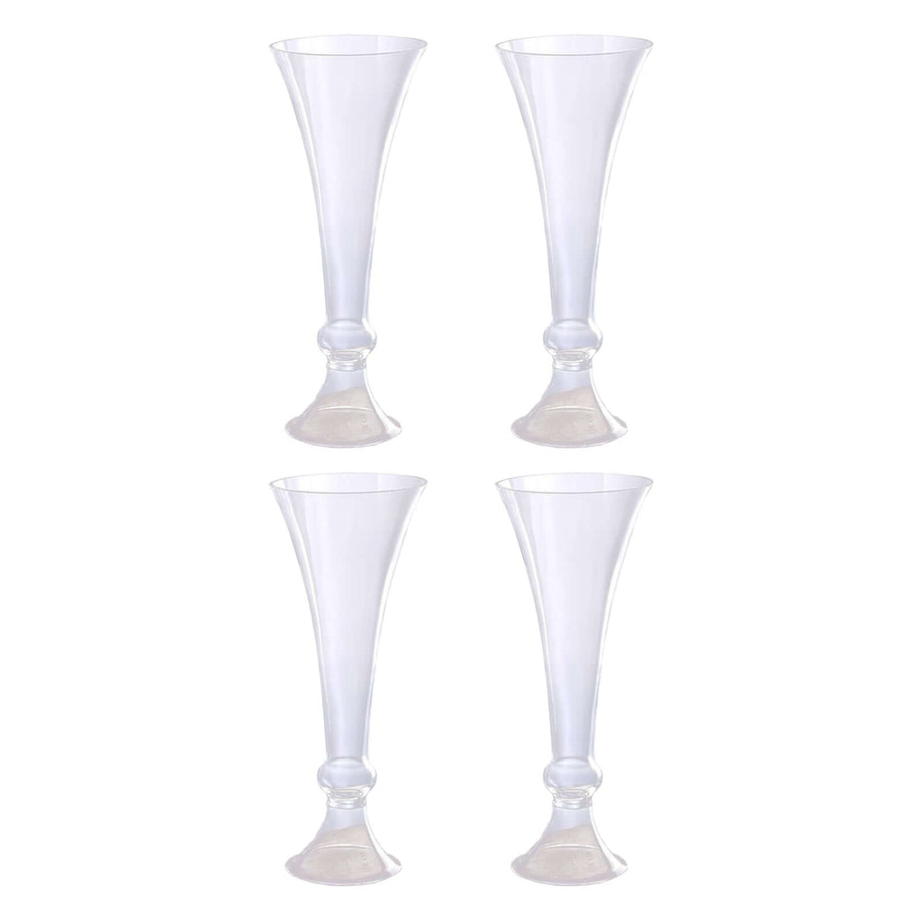 4-Pack Glass Trumpet Vases Crystal Ball Design Clear - Stylish Floral Table Centerpieces for Events 18"