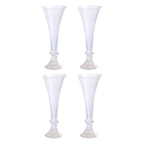 4-Pack Glass Trumpet Vases Crystal Ball Design Clear - Stylish Floral Table Centerpieces for Events 18"