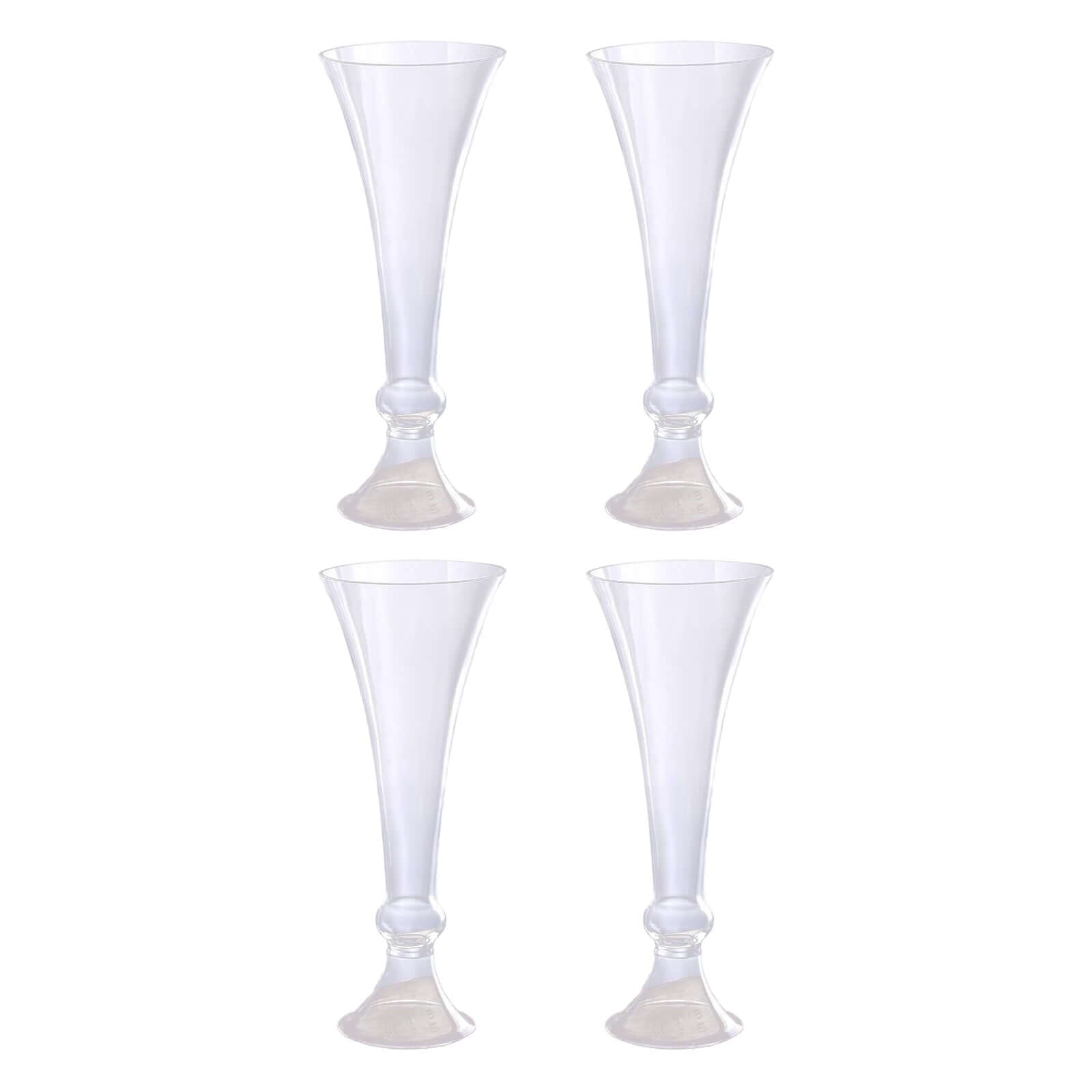 4-Pack Glass Trumpet Vases Crystal Ball Design Clear - Stylish Floral Table Centerpieces for Events 18"