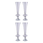 4-Pack Glass Trumpet Vases Crystal Ball Design Clear - Stylish Reversible Floral Centerpieces 15"