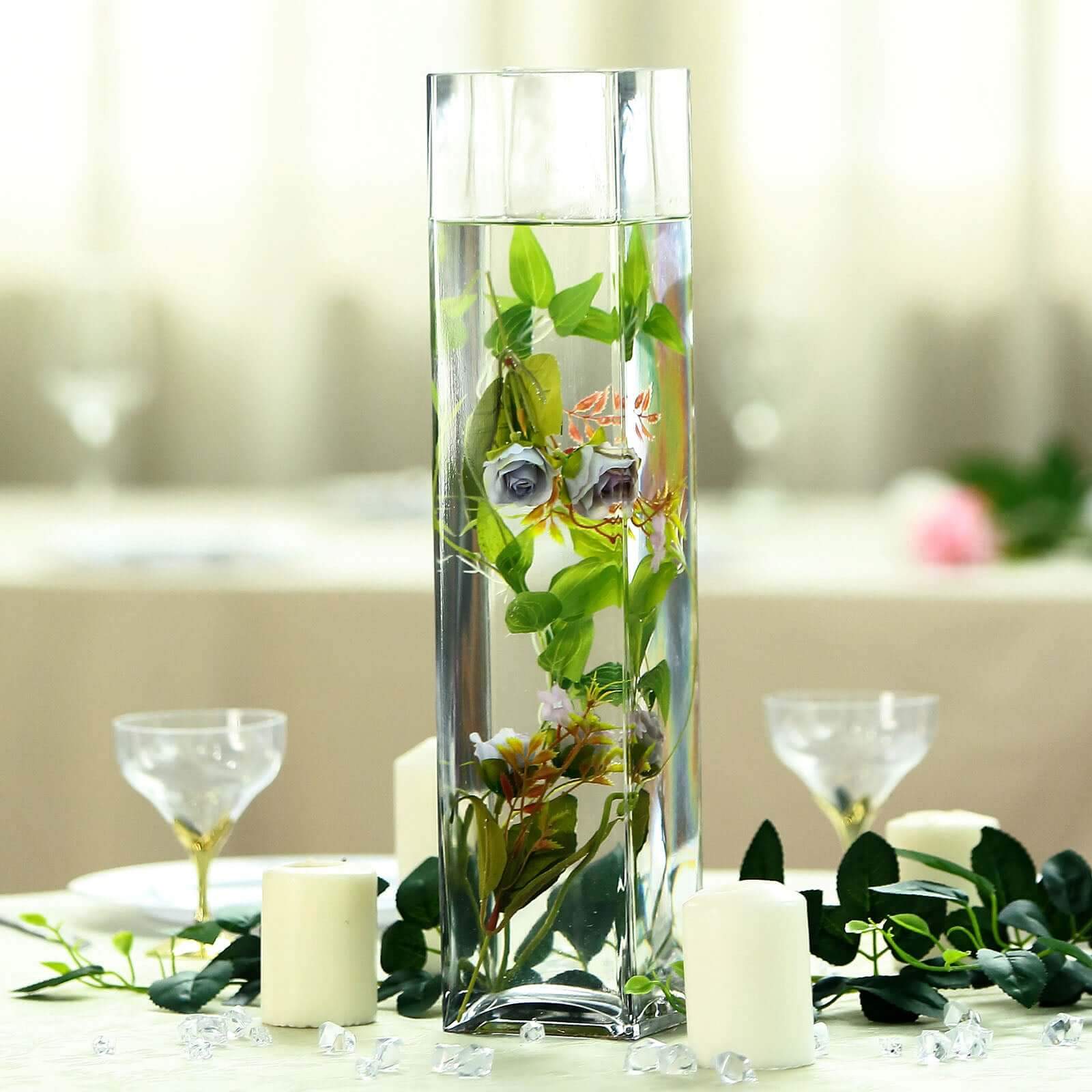 6-Pack Glass Cylinder Vases Square Clear - Durable Heavy Duty Floral Centerpieces for Weddings 18"