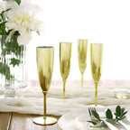 6-Pack Plastic Champagne Flutes in Metallic Gold - Classy Disposable Champagne Glasses for Toasting & Cocktail Parties 5oz