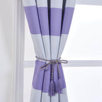 2 Pack White Lavender Lilac Cabana Stripe Thermal Blackout Curtains With Chrome Grommet Window Treatment Panels - 52"x96"