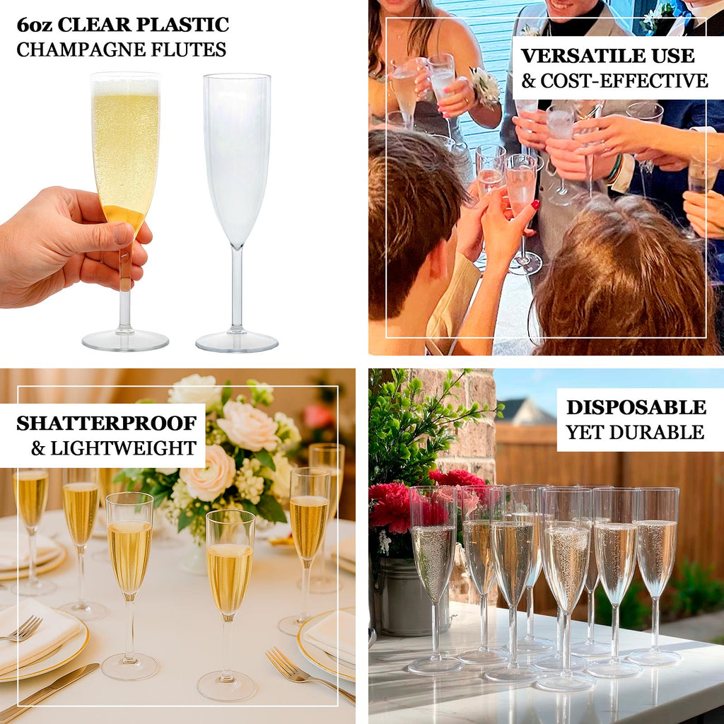 Shatterproof Champagne Flutes â€“ 12 Reusable 6oz Clear Plastic Toasting Glasses for Celebrations & Special Occasions - Bell Racket Store