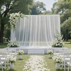Sheer Backdrop Curtain Panel 10ft Ã— 10ft White â€“ Wedding Arch Drape with Rod Pocket - Bell Racket Store