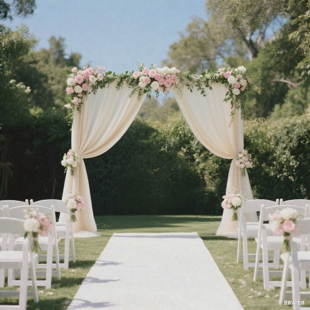 Sheer Backdrop Curtain Panel 5ft Ã— 10ft Beige â€“ Wedding Arch Drape with Rod Pocket - Bell Racket Store