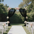 Sheer Backdrop Curtain Panel 5ft Ã— 10ft Black â€“ Wedding Arch Drape with Rod Pocket - Bell Racket Store