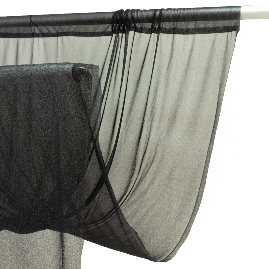 Sheer Backdrop Curtain Panel 5ft Ã— 10ft Black â€“ Wedding Arch Drape with Rod Pocket - Bell Racket Store