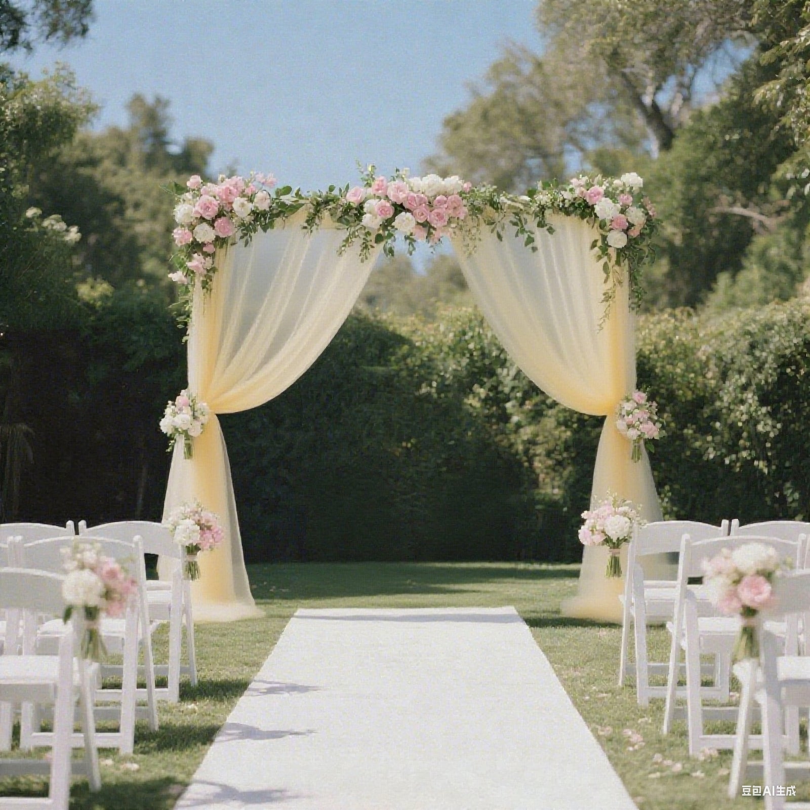 Sheer Backdrop Curtain Panel 5ft Ã— 10ft Champagne â€“ Wedding Arch Drape with Rod Pocket - Bell Racket Store