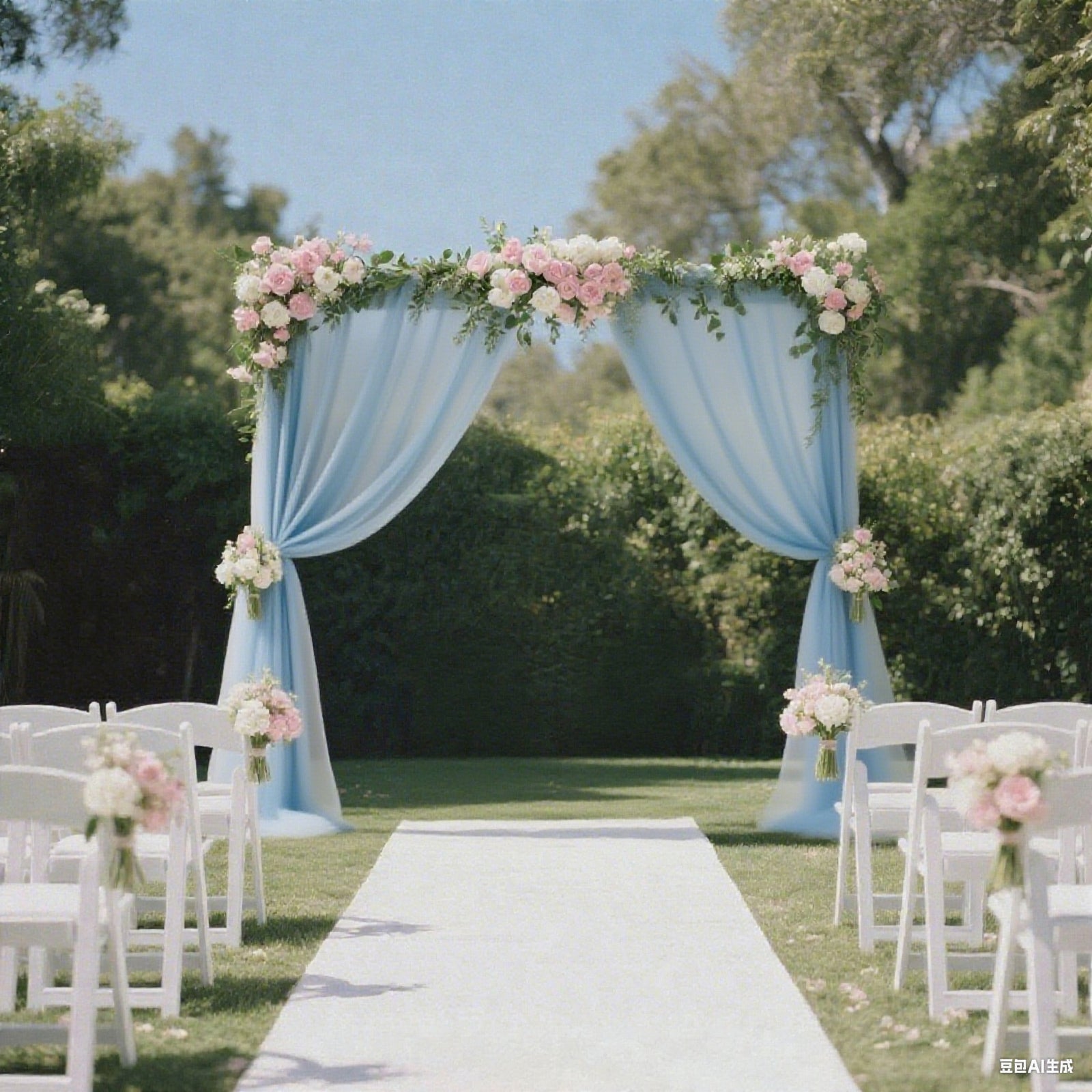 Sheer Backdrop Curtain Panel 5ft Ã— 10ft Dusty Blue â€“ Wedding Arch Drape with Rod Pocket - Bell Racket Store