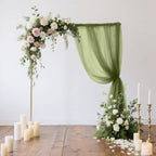 Sheer Backdrop Curtain Panel 5ft Ã— 10ft Dusty Sage Green â€“ Wedding Arch Drape with Rod Pocket - Bell Racket Store