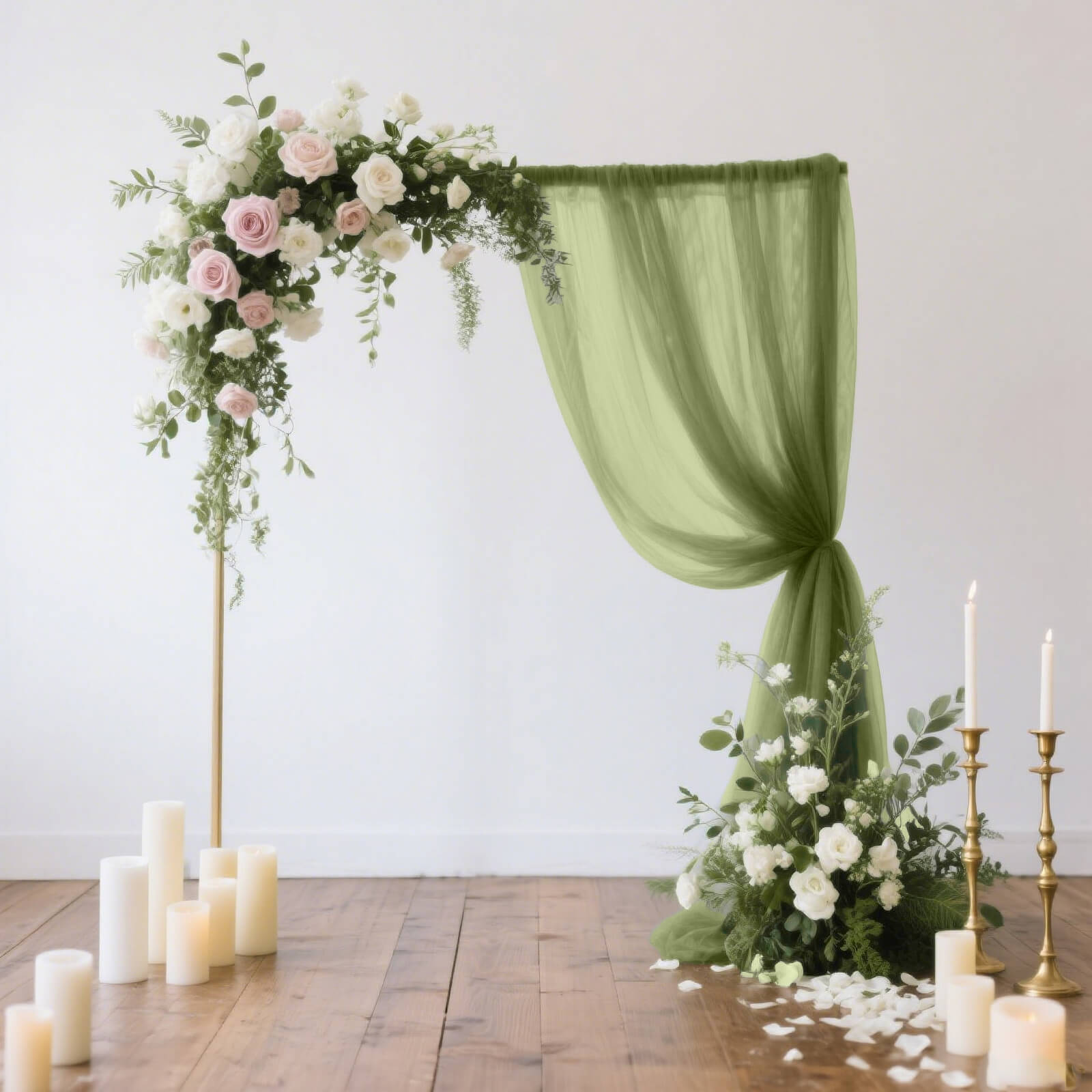 Sheer Backdrop Curtain Panel 5ft Ã— 10ft Dusty Sage Green â€“ Wedding Arch Drape with Rod Pocket - Bell Racket Store