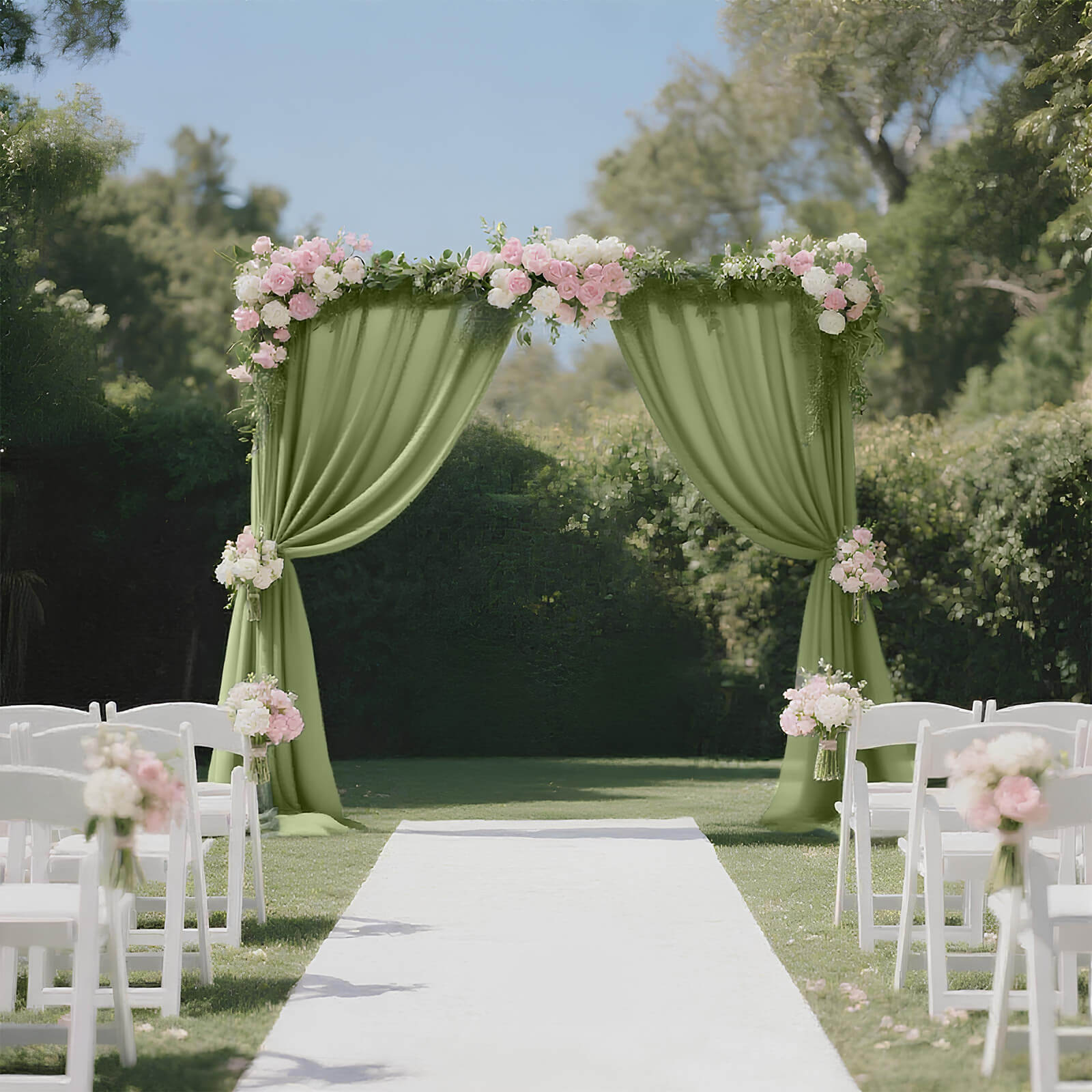 Sheer Backdrop Curtain Panel 5ft Ã— 10ft Dusty Sage Green â€“ Wedding Arch Drape with Rod Pocket - Bell Racket Store