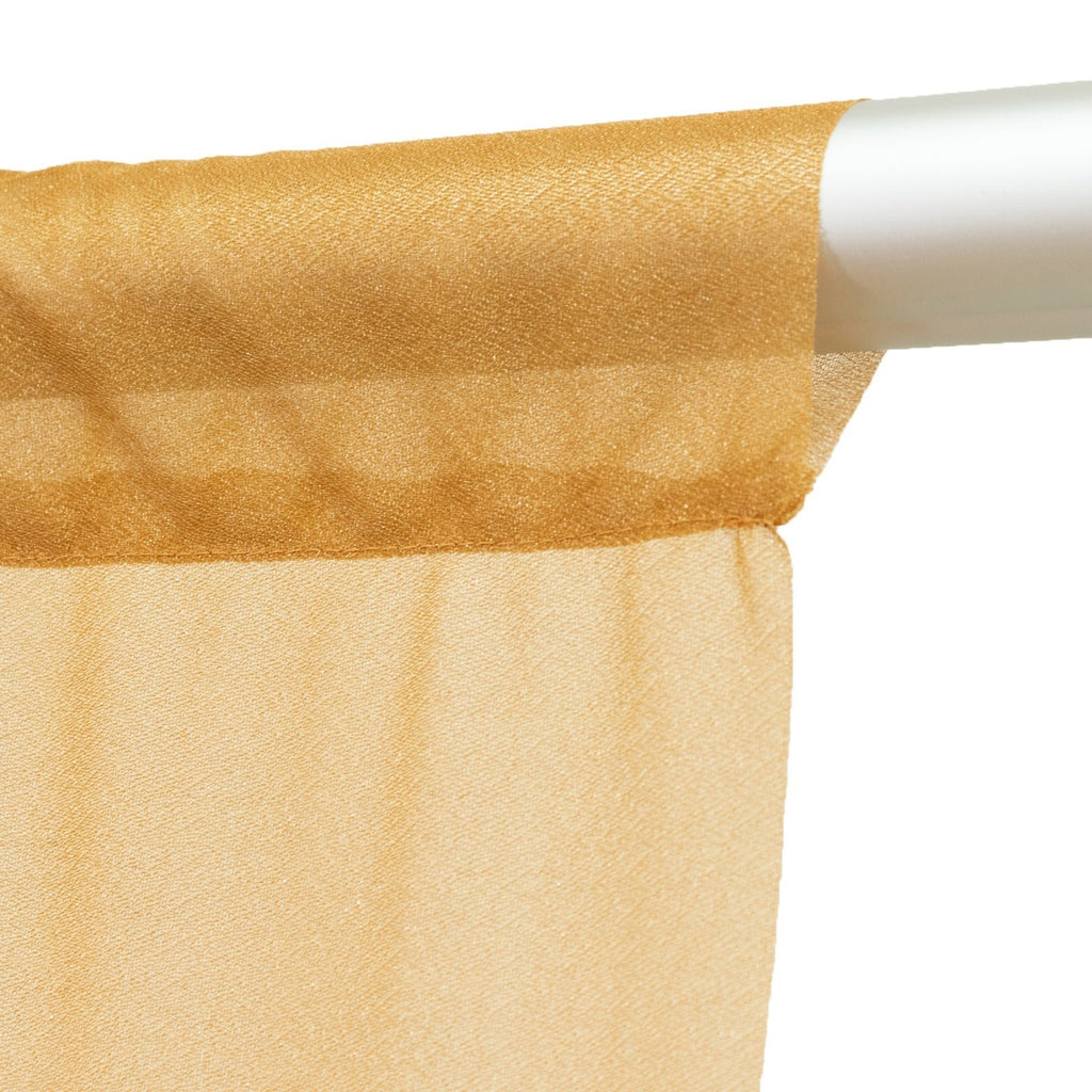 Sheer Backdrop Curtain Panel 5ft Ã— 10ft Gold â€“ Wedding Arch Drape with Rod Pocket - Bell Racket Store