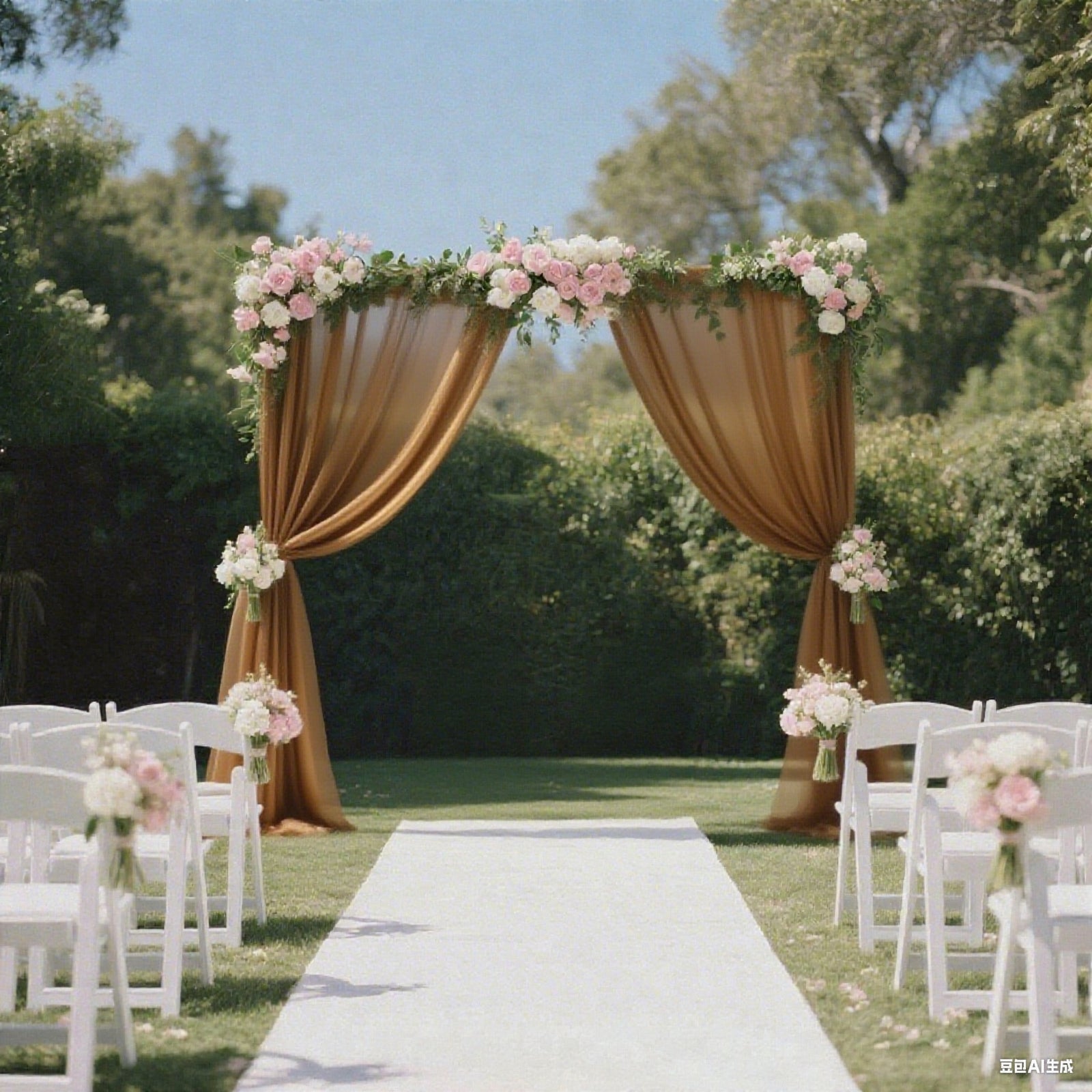 Sheer Backdrop Curtain Panel 5ft Ã— 10ft Gold â€“ Wedding Arch Drape with Rod Pocket - Bell Racket Store