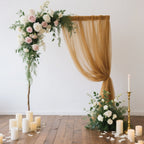 Sheer Backdrop Curtain Panel 5ft Ã— 10ft Gold â€“ Wedding Arch Drape with Rod Pocket - Bell Racket Store