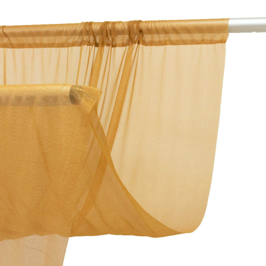 Sheer Backdrop Curtain Panel 5ft Ã— 10ft Gold â€“ Wedding Arch Drape with Rod Pocket - Bell Racket Store