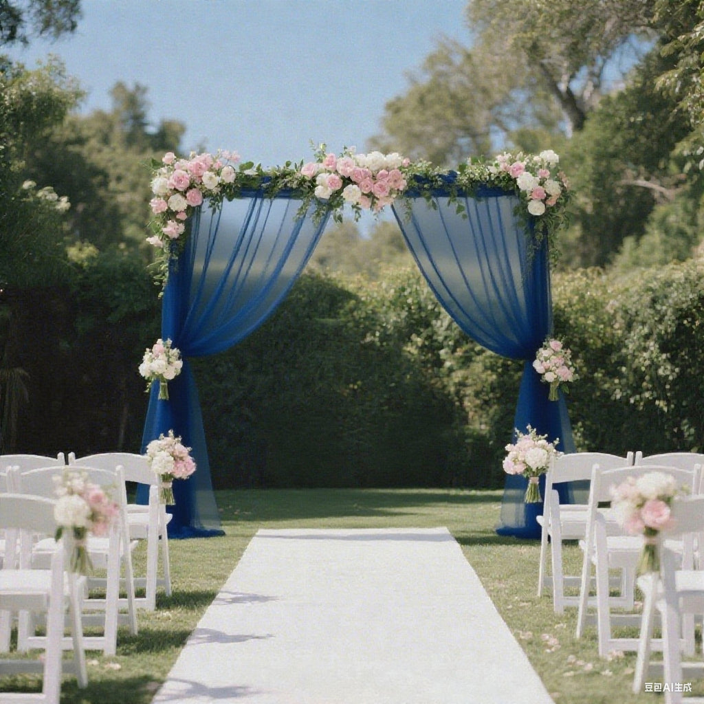 Sheer Backdrop Curtain Panel 5ft Ã— 10ft Navy Blue â€“ Wedding Arch Drape with Rod Pocket - Bell Racket Store