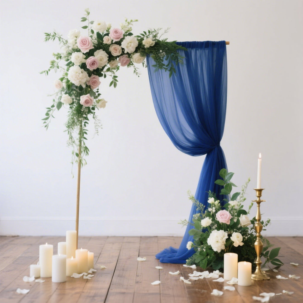 Sheer Backdrop Curtain Panel 5ft Ã— 10ft Navy Blue â€“ Wedding Arch Drape with Rod Pocket - Bell Racket Store