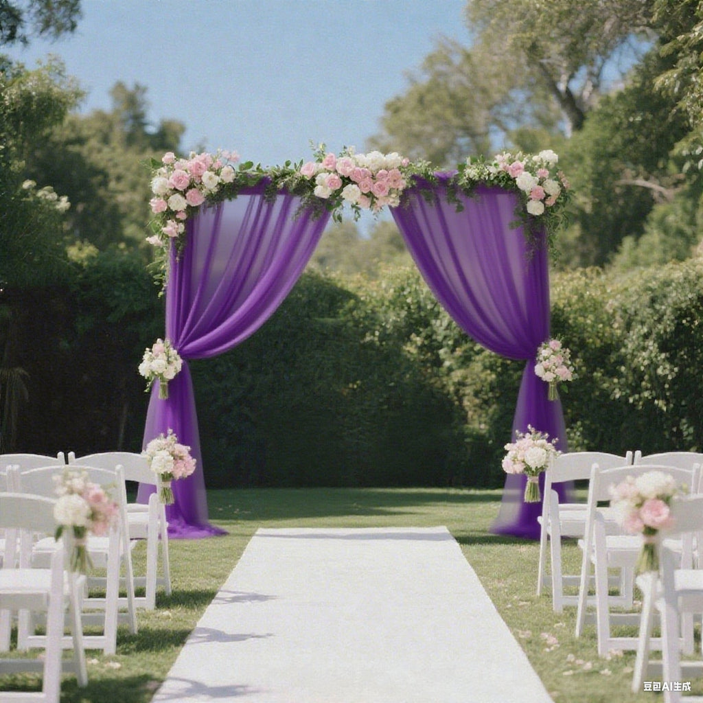 Sheer Backdrop Curtain Panel 5ft Ã— 10ft Purple â€“ Wedding Arch Drape with Rod Pocket - Bell Racket Store