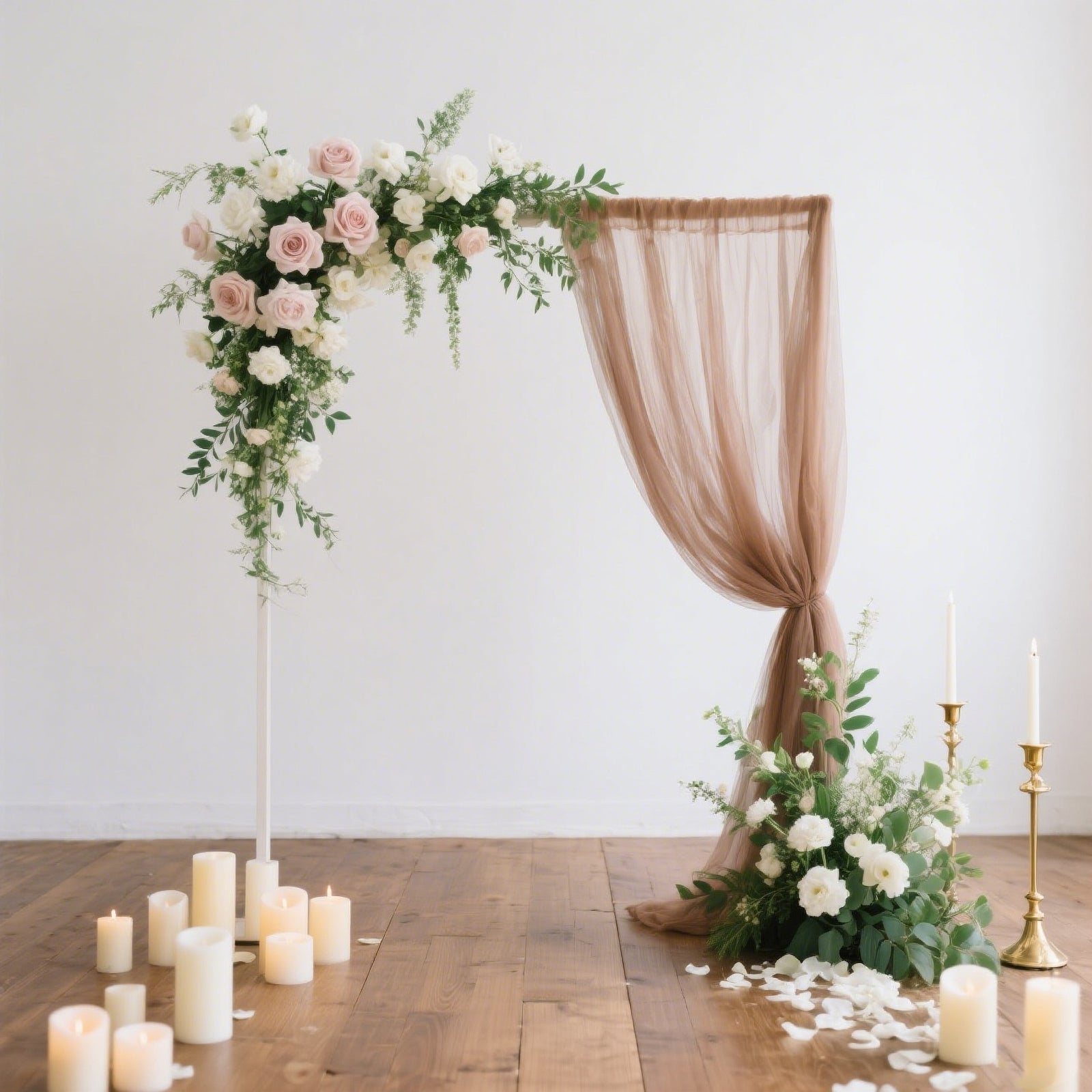 Sheer Backdrop Curtain Panel 5ft Ã— 10ft Taupe â€“ Wedding Arch Drape with Rod Pocket - Bell Racket Store