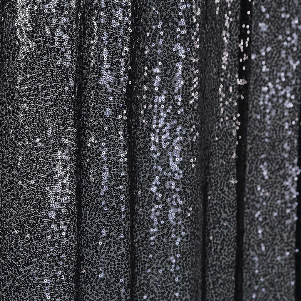 8ftx8ft Black Sequin Event Curtain Drapes, Backdrop Event Panel