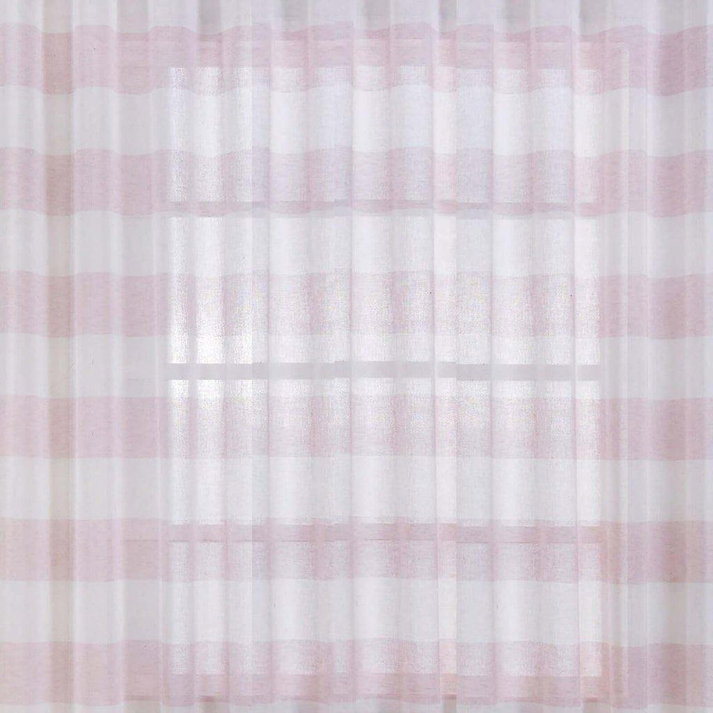 2 Pack White Blush Cabana Print Faux Linen Curtain Panels With Chrome Grommet - 52"x84"