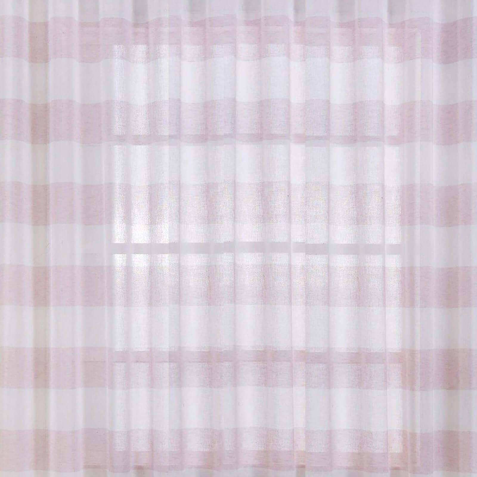 2 Pack White Blush Cabana Print Faux Linen Curtain Panels With Chrome Grommet - 52"x84"