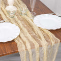 Sheer Crinkled Organza 9ft Table Runner Champagne - Rustic Chiffon Look - Bell Racket Store