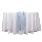 Sheer Crinkled Organza 9ft Table Runner Dusty Blue - Rustic Chiffon Look - Bell Racket Store