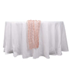 Sheer Crinkled Organza 9ft Table Runner Dusty Rose - Rustic Chiffon Look - Bell Racket Store