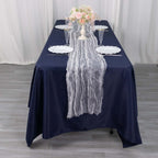 Sheer Crinkled Organza 9ft Table Runner White - Rustic Style Shimmer Chiffon Runner - Bell Racket Store